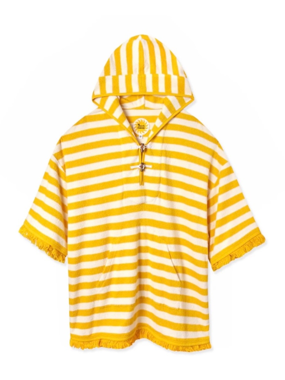 Tombolo Sunshine Saffron Stripe Terry Fringe Poncho XL BNWT